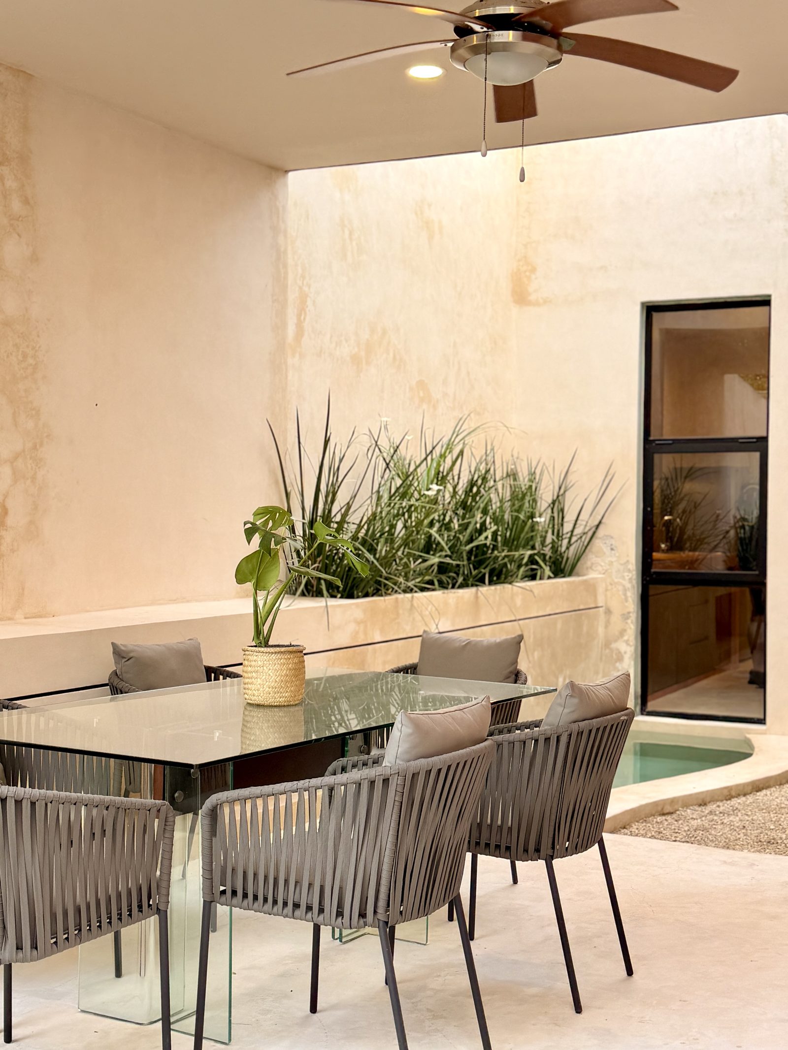Covered outdoor dining area