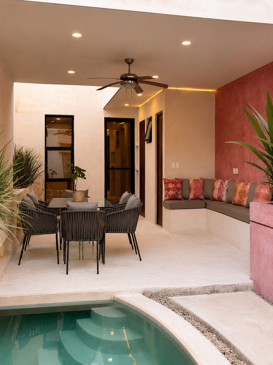 Pool and patio from above